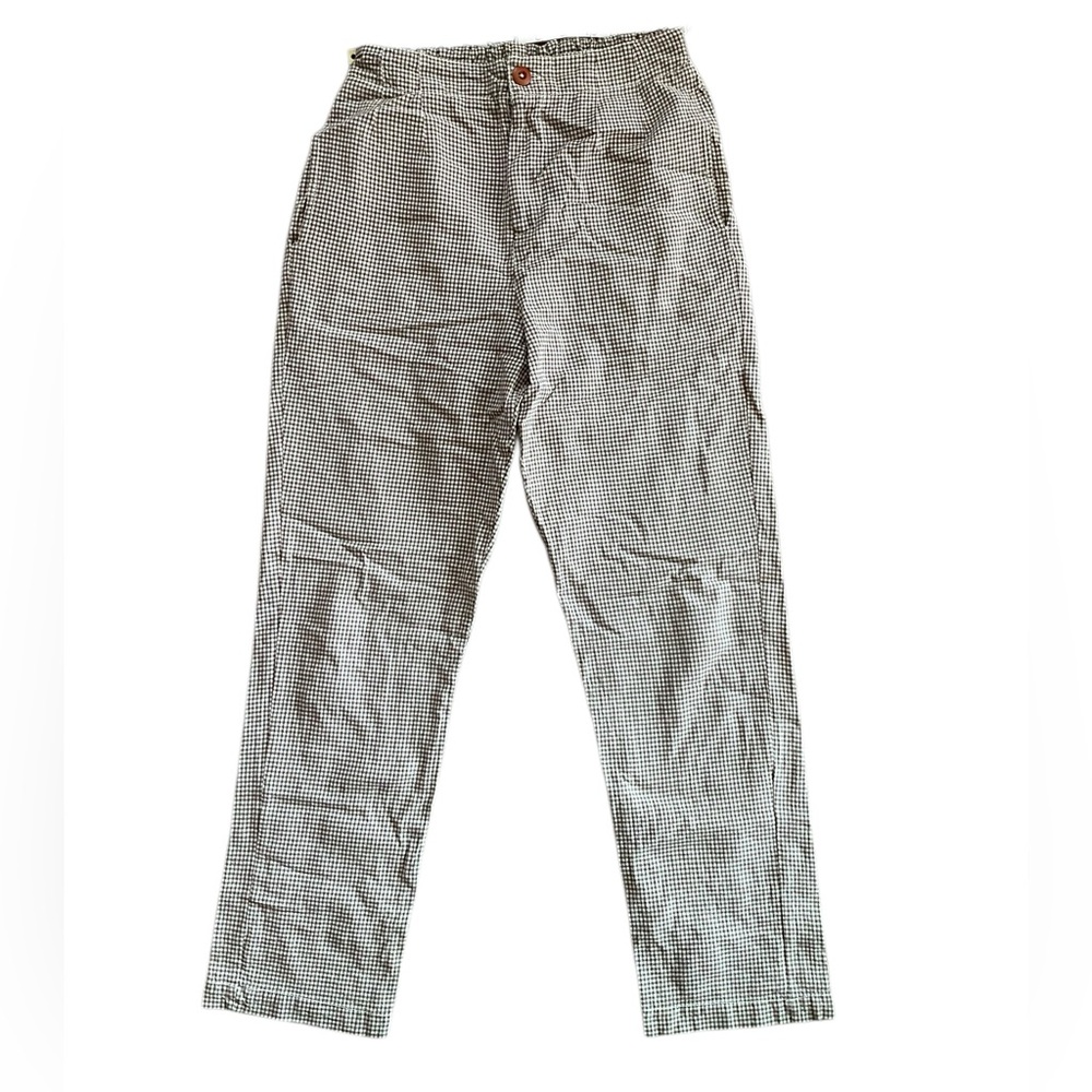 Free People Brown & White Micro-Check Chinos